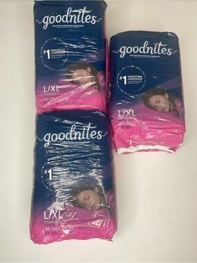 Goodnites L/XL Nighttime Underwear - Navy & Pink 3 Pack Bundle